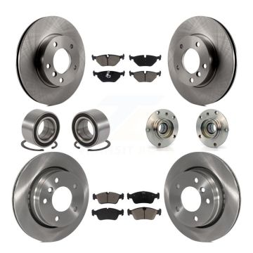 Front Rear Hub Bearing Disc Brake Rotors And Pads Shoe Kit (10Pc) For BMW 323i 328i 323Ci KBB-119576