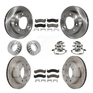 Front Rear Hub Bearing Brake Rotor & Pads Shoe Kit (10Pc) For Hummer H2 With 8 Lug Wheels KBB-119578