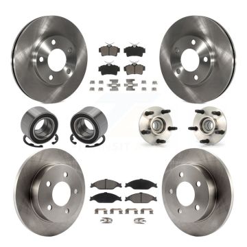 Front Rear Hub Bearing Disc Brake Rotor And Ceramic Pads Shoe Kit (10Pc) For Ford Mustang KBB-119606