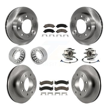 Front Rear Hub Bearing Brake Rotor And Pad Shoe Kit (10Pc) For Chevrolet Express 2500 GMC KBB-119623