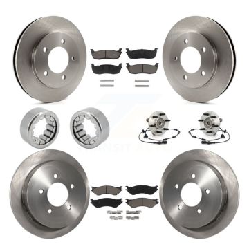 Front Rear Hub Bearing Disc Brake Rotor & Pad Shoe Kit (10Pc) For Ford Expedition Lincoln KBB-119654
