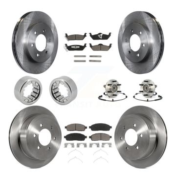 Front Rear Hub Bearing Brake Rotor Pads Shoe Kit (10Pc) For 2006-2008 Lincoln Mark LT 4WD KBB-119675
