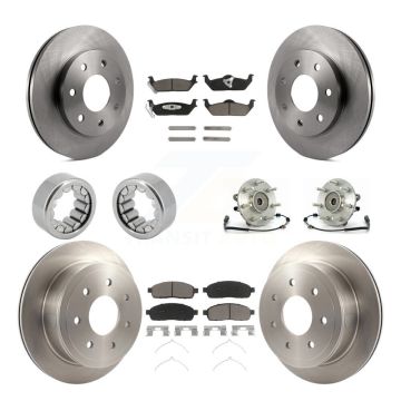 Front Rear Hub Bearing Brake Rotor Pads Shoe Kit (10Pc) For 2006-2008 Lincoln Mark LT 4WD KBB-119676