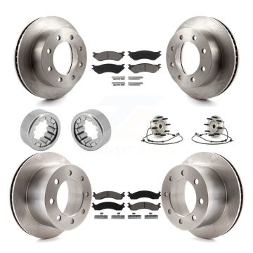 Front Rear Wheel Hub Bearing Disc Brake Rotor And Pads Shoe Kit (10Pc) For Dodge Ram 2500 KBB-119679