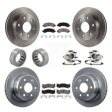 Front Rear Hub Bearing Brake Rotor & Pad Shoe Kit (10Pc) For Chevrolet Avalanche 1500 GMC KBB-119685