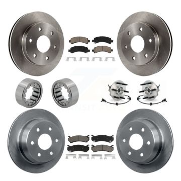 Front Rear Hub Bearing Brake Rotor & Pad Shoe Kit (10Pc) For Chevrolet Avalanche 1500 4WD KBB-119691