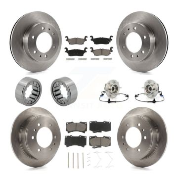 Front Rear Hub Bearing Disc Brake Rotors And Pads Shoe Kit (10Pc) For 2006-2008 Hummer H3 KBB-119693