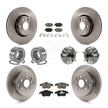 Front Rear Hub Bearing Disc Brake Rotor Pads Shoe Kit (10Pc) For 2008-2011 Land Rover LR2 KBB-119694