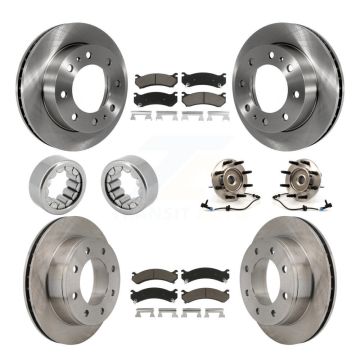 Front Rear Hub Bearing Brake Rotor & Pad Shoe Kit (10Pc) For Hummer H2 Chevrolet Suburban KBB-119705