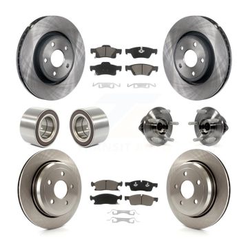 Front Rear Hub Bearing Disc Brake Rotor & Pads Shoe Kit (10Pc) For Jeep Grand Cherokee WK KBB-119709
