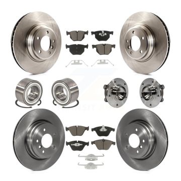 Front Rear Hub Bearing Disc Brake Rotors And Pads Shoe Kit (10Pc) For BMW 335i 335is 335d KBB-119711