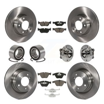 Front Rear Hub Bearings Disc Brake Rotors And Ceramic Pads Shoes Kit (10Pc) For BMW 328i KBB-119714