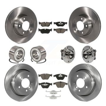 Front Rear Hub Bearings Disc Brake Rotors And Ceramic Pads Shoes Kit (10Pc) For BMW 328i KBB-119715