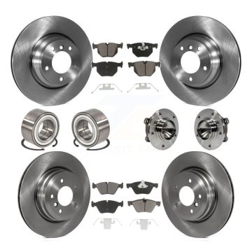 Front Rear Hub Bearing Disc Brake Rotor And Ceramic Pad Shoe Kit (10Pc) For 2006 BMW 330i KBB-119717