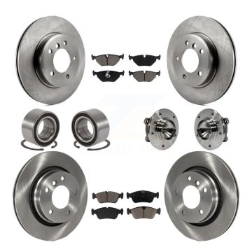 Front Rear Wheel Hub Bearing Disc Brake Rotor And Pads Shoe Kit (10Pc) For 2006 BMW 325Ci KBB-119723