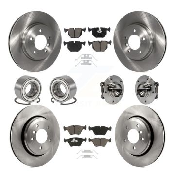Front Rear Wheel Hub Bearing Disc Brake Rotor And Pads Shoe Kit (10Pc) For 2006 BMW 330Ci KBB-119724