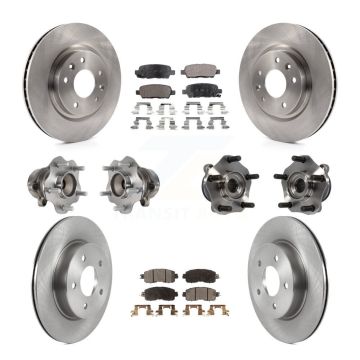 Front Rear Hub Bearing Disc Brake Rotor And Semi-Metallic Pads Kit (10Pc) For Nissan LEAF KBB-119745