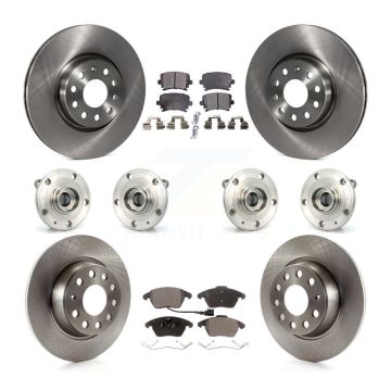 Front Rear Hub Bearing Assembly Disc Brake Rotors And Pads Kit (10Pc) For Audi A3 Quattro KBB-119746