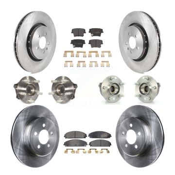 Front Rear Hub Bearing Brake Rotor & Pad Kit (10Pc) For 15-18 Dodge Charger AWD with 3.6L KBB-119753