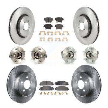 Front Rear Hub Bearing Brake Rotor & Pads Kit (10Pc) For 2014 Dodge Charger AWD with 3.6L KBB-119755