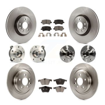 Front Rear Hub Bearings Disc Brake Rotors And Pads Kit (10Pc) For 2013-2014 Volvo S60 AWD KBB-119756