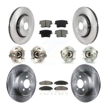 Front Rear Hub Bearing Brake Rotor & Pads Kit (10Pc) For 2014 Dodge Charger AWD with 3.6L KBB-119779