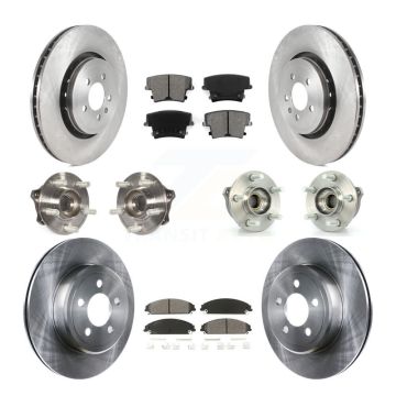 Front Rear Hub Bearing Brake Rotor & Pad Kit (10Pc) For 15-18 Dodge Charger AWD with 3.6L KBB-119780