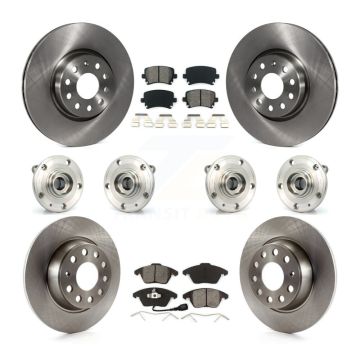 Front Rear Hub Bearing Assembly Disc Brake Rotors And Pads Kit (10Pc) For Audi A3 Quattro KBB-119785