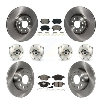 Front Rear Hub Bearing Assembly Disc Brake Rotors And Pads Kit (10Pc) For Audi A3 Quattro KBB-119786