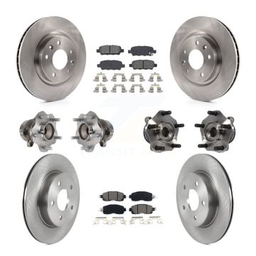 Front Rear Hub Bearing Disc Brake Rotor And Semi-Metallic Pads Kit (10Pc) For Nissan LEAF KBB-119787