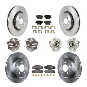 Front Rear Hub Bearing Brake Rotor & Pad Kit (10Pc) For 15-18 Dodge Charger AWD with 3.6L KBB-119797