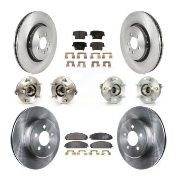 Front Rear Hub Bearing Brake Rotor & Pads Kit (10Pc) For 2014 Dodge Charger AWD with 3.6L KBB-119798