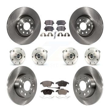 Front Rear Hub Bearings Disc Brake Rotors And Ceramic Pads Kit (10Pc) For Audi A3 Quattro KBB-119802