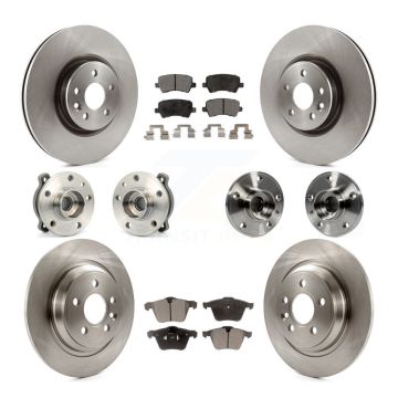 Front Rear Hub Bearings Disc Brake Rotors And Pads Kit (10Pc) For 2013-2014 Volvo S60 AWD KBB-119807