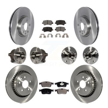 Front Rear Hub Bearings Disc Brake Rotors And Ceramic Pads Kit (10Pc) For Volvo XC60 AWD KBB-119808