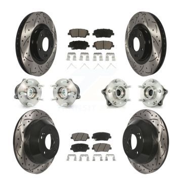Front Rear Hub Bearing Coated Brake Rotor & Pads Kit (10Pc) For 2014-2015 Kia Sorento FWD KBB-119823