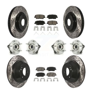 Front Rear Hub Bearing Coated Brake Rotor & Pads Kit (10Pc) For 2014-2015 Kia Sorento AWD KBB-119824
