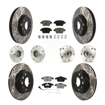 Front Rear Hub Bearing Coated Brake Rotor Pads Kit (10Pc) For 2012-2014 Volkswagen Passat KBB-119826