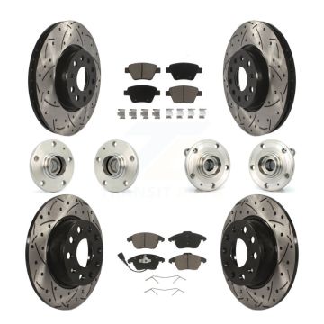 Front Rear Hub Bearing Coated Disc Brake Rotor & Pad Kit (10Pc) For Volkswagen Beetle GTI KBB-119827