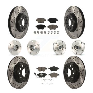 Front Rear Hub Bearings Coated Disc Brake Rotors And Pads Kit (10Pc) For Volkswagen GTI KBB-119828