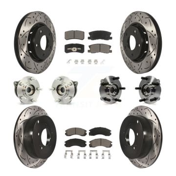 Front Rear Hub Bearing Coated Disc Brake Rotors And Pads Kit (10Pc) For Mitsubishi Lancer KBB-119834