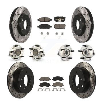 Front Rear Hub Bearings Coated Disc Brake Rotors And Pads Kit (10Pc) For Dodge Caliber KBB-119838