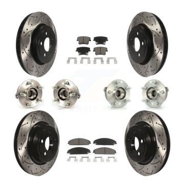 Front Rear Hub Bearing Coated Brake Rotor Pads Kit (10Pc) For Dodge Charger AWD with 5.7L KBB-119854