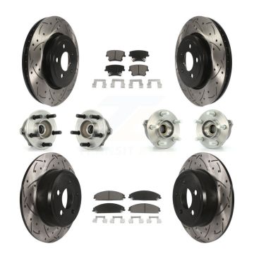 Front Rear Hub Bearing Coated Brake Rotor & Pad Kit (10Pc) For Chrysler 300 AWD with 3.5L KBB-119857