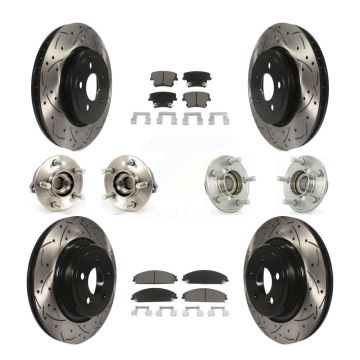 Front Rear Hub Bearings Coated Disc Brake Rotors And Pads Kit (10Pc) For Dodge Charger KBB-119858