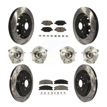 Front Rear Hub Bearing Coated Brake Rotor Pad Kit (10Pc) For Ford Lincoln Flex MKS Taurus KBB-119859