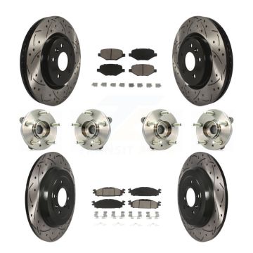 Front Rear Hub Bearing Coated Brake Rotor Pad Kit (10Pc) For Ford Flex Taurus Lincoln MKT KBB-119860
