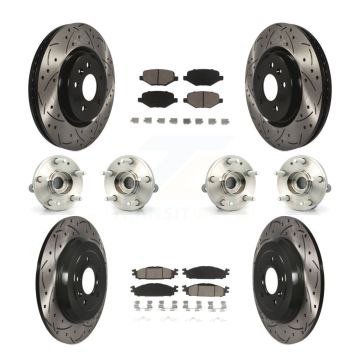 Front Rear Hub Bearings Coated Disc Brake Rotors And Pads Kit (10Pc) For Ford Explorer KBB-119863