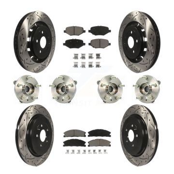 Front Rear Hub Bearing Coated Brake Rotor Pad Kit (10Pc) For Ford Flex Taurus Lincoln MKS KBB-119864