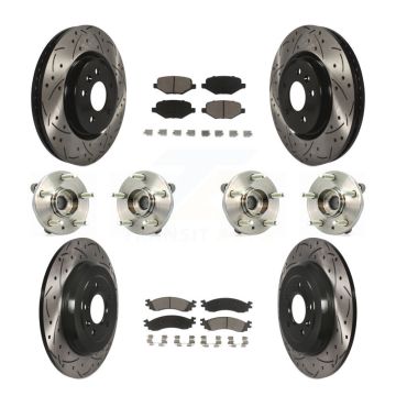 Front Rear Hub Bearing Coated Brake Rotor & Pads Kit (10Pc) For 2010-2012 Ford Taurus SHO KBB-119865